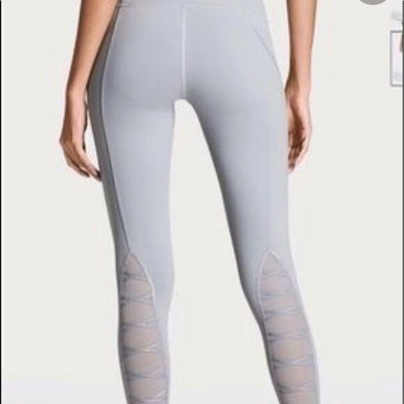 Victoria’s Secret vs sport grey lace Up mesh compression. Leggings - Picture 1 of 5